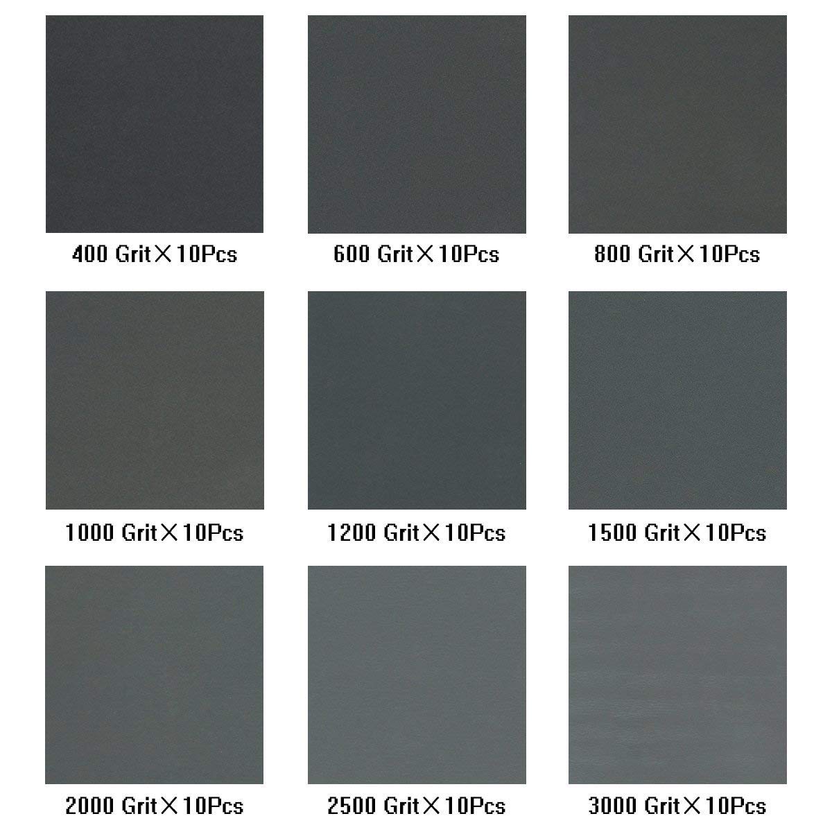 Buy Sandpaper, 90 Pcs 400 to 3000 Grit Wet Dry Sandpaper Assortment 9x3