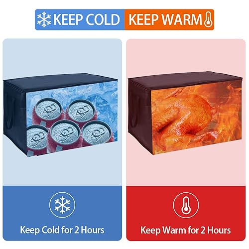 Miniatura 4 de CIVJET Bolsa térmica para entrega de alimentos con soporte para 3 tazas, bolsas de comestibles con aislamiento XXL con cierre superior, bolsas