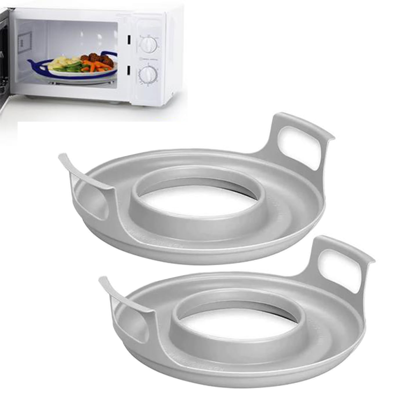 Mingchengheng Microwave Bowl Holder With Handles, 2 Microwave Cools Plates Holder, Heat Resistant Microwave Bowl Holder,Microwave Tray Plate Holders For Carrying Hot Food,11.75 Inch
