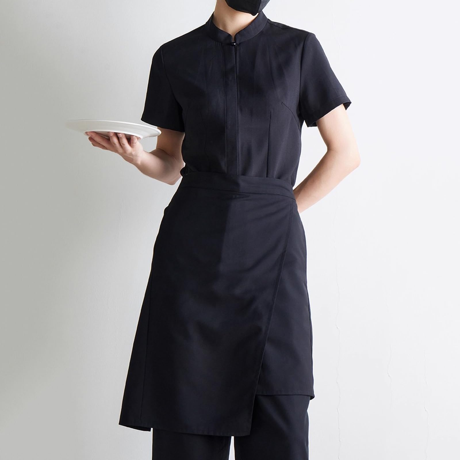 Delantal De Camarero, Corto Delantales De Cocina para Mujer Y Hombre, Cocina, Restaurante, Trabajo, CamareroBlack,One Size