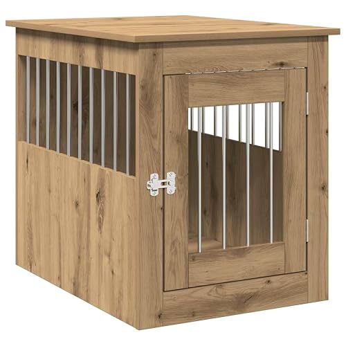 vidaXL Jaula para Perros Madera ingeniería Roble Artesanal 55x75x65 cm