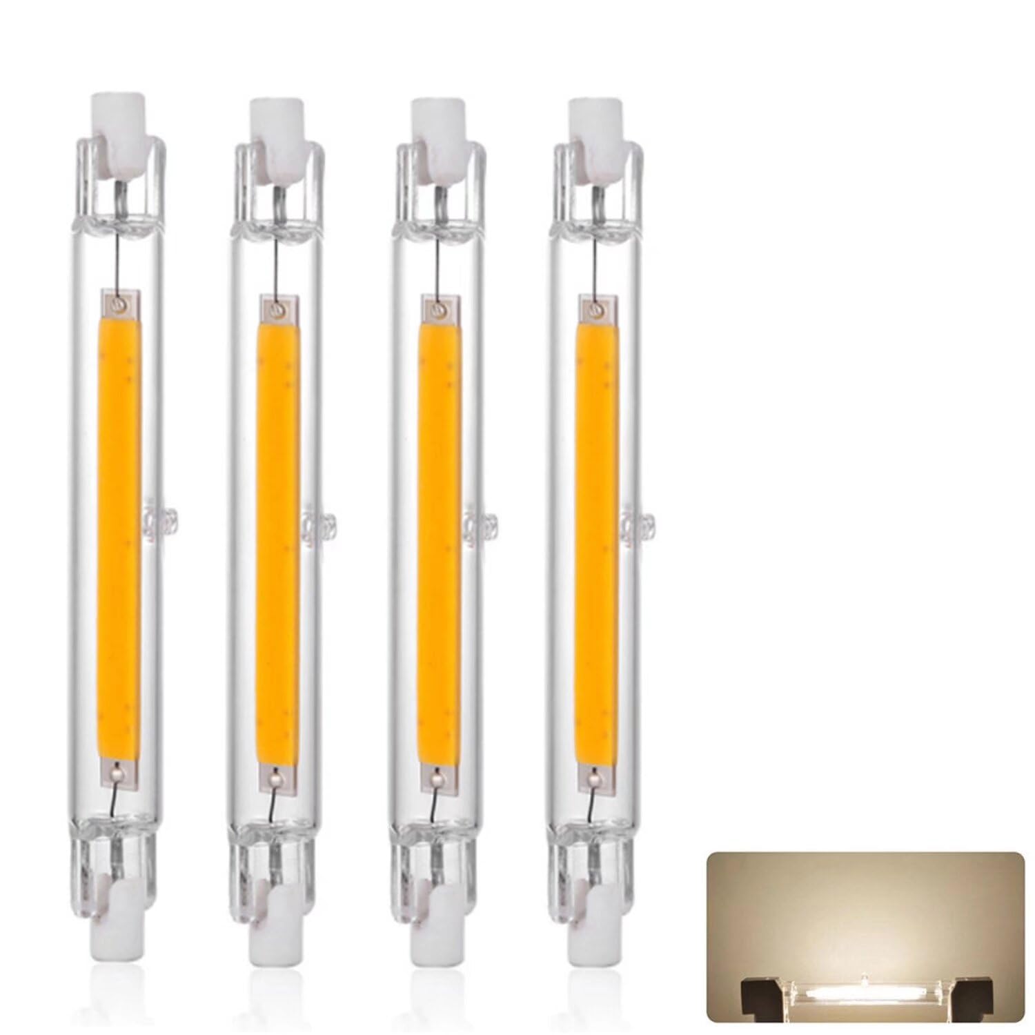 R7S LED Bulb 118mm Dimmable, LED R7S 118mm 30W Light Bulb, Equivalent J118 300W Halogen, 3000LM, Natural White 4000K, R7S COB Double Ended Reflector Linear Lamp for Ceiling Wall Lamp, 4 Pack