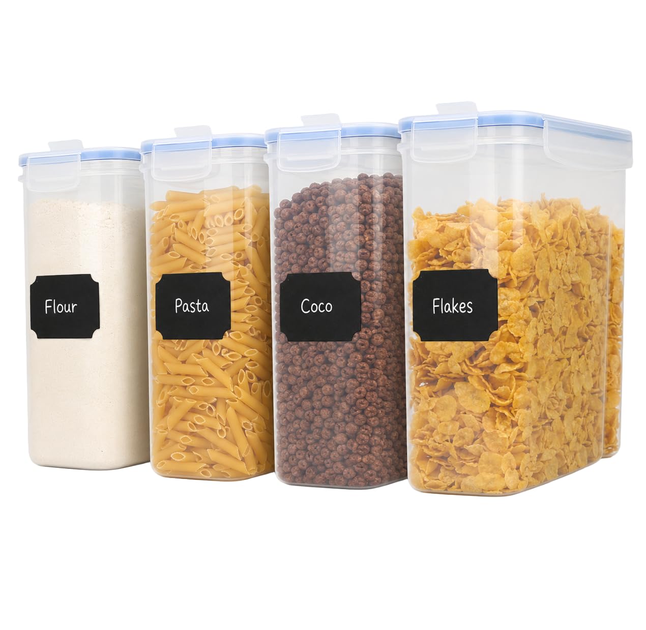 4 Litre Cereal Containers, Set of 4 Airtight 4L Food Storage Dispensers
