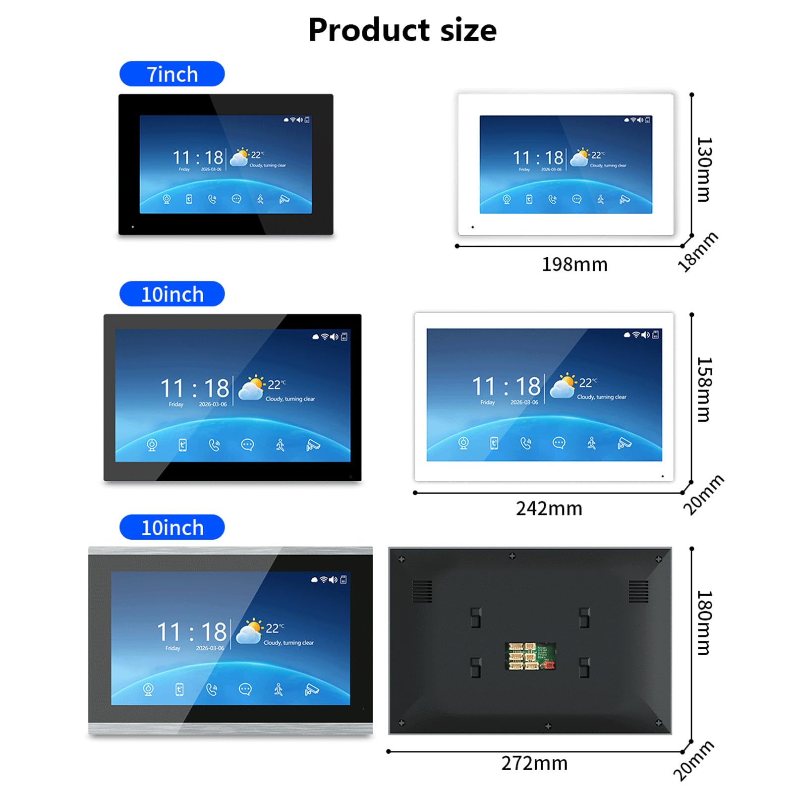 Domofon wideodomofonu, 7-calowy monitor dotykowy z dzwonkiem do drzwi 1080p, obsługuje hasło do karty RFID do mieszkania, domu, willi, współpracuje z aplikacją TUYA