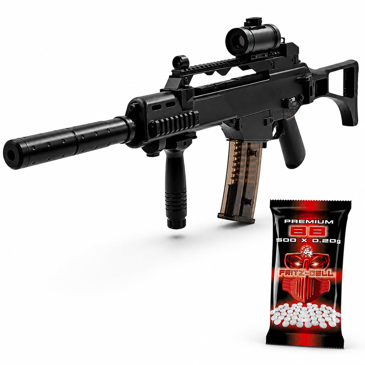 Fritz-Cell Set Airsoft Gewehr Elektrische Softair Waffe <0,5 Joule 6 mm inkl. 500 Premium BB's 0,20g Munition (DLV36)