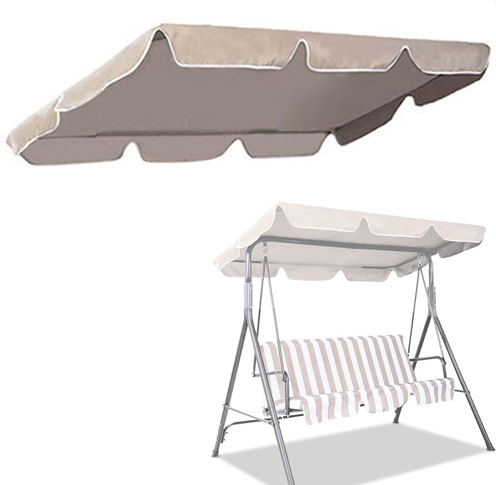 Tetto del Dondolo da Giardino Ricambio, Baldacchino di Ricambio per Altalena da Giardino a 2 posti e 3 posti, baldacchino di Ricambio per Sedia a Dondolo, Impermeabile 600D con Rivestimento in PVC