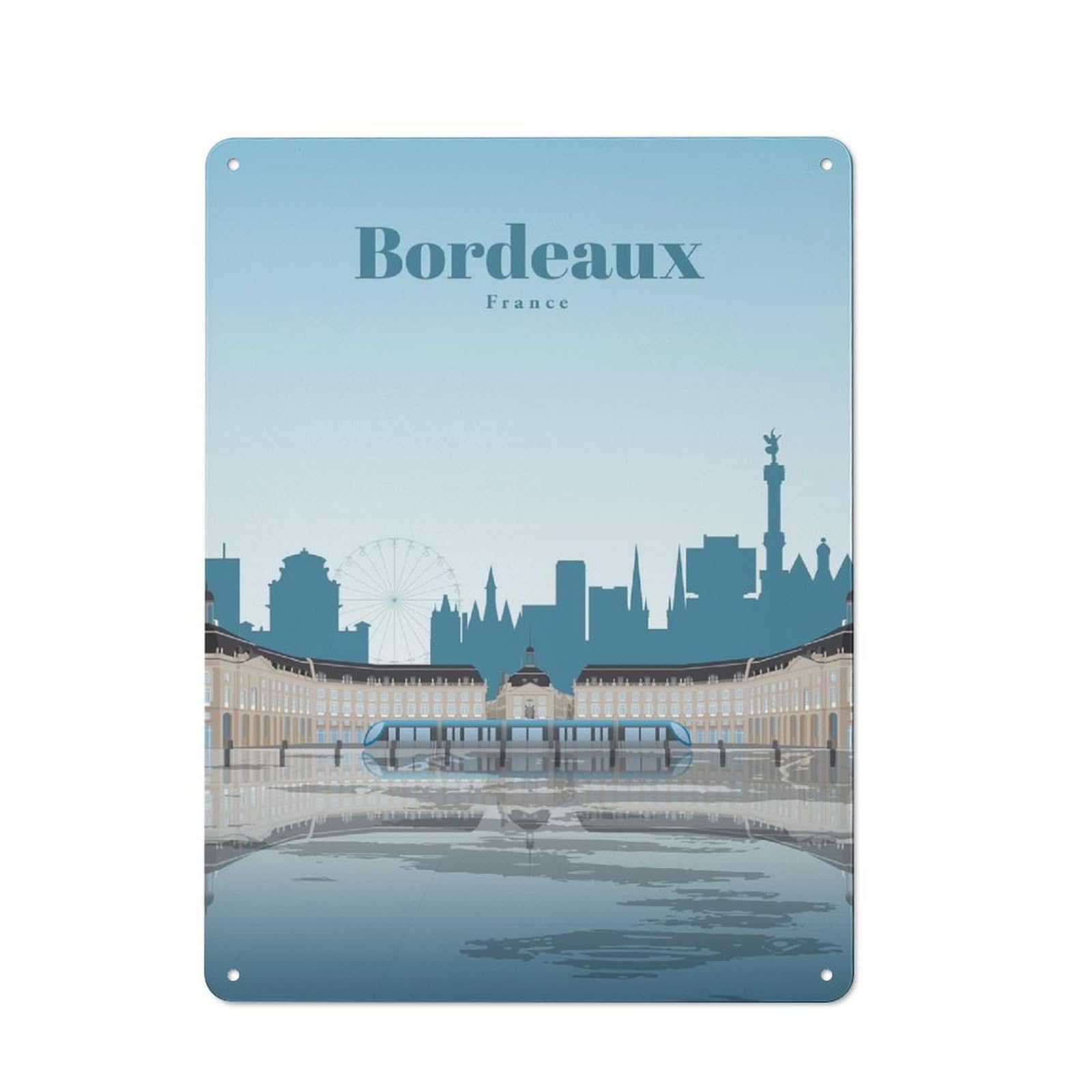 Metal Sign 40x30cm with Travel to Bordeaux for Garage Wall, Vintage Decor, Winter Wall Decor for People Furnishing A Garage