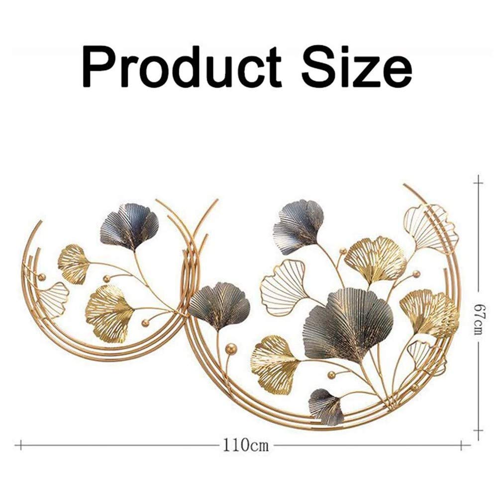 3 Stks Ijzeren Muur Sculpturen Ronde Metalen Muur Decor Gingko Biloba Kunst Bloemen Wanddecoratie Ornament Voor Woonkamer Keuken Huis Hotelkamer Goud