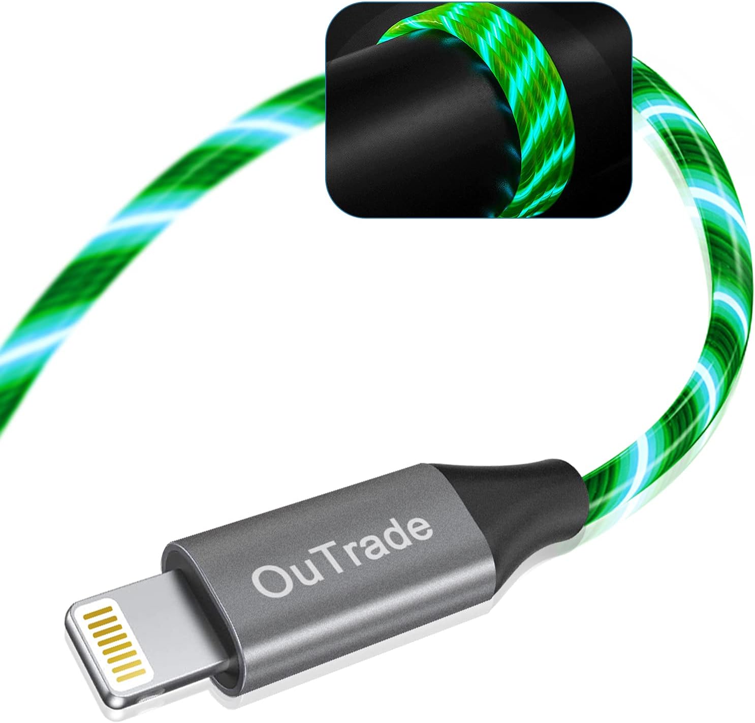 iPhone Charger, LED Lightning Cable [Apple MFi Certified ] USB Charging/Sync Lightning Cord Compatible with iPhone SE 11 11 Pro 11 Pro Max Xs MAX XR X 8 7 6S 6, iPad and More (3 ft, Green)
