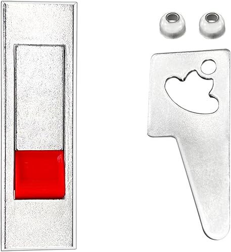 Miniatura 4 de Xnrtop Cerraduras de leva de puerta con botón para panel de gabinete eléctrico (rojo, sin llaves)