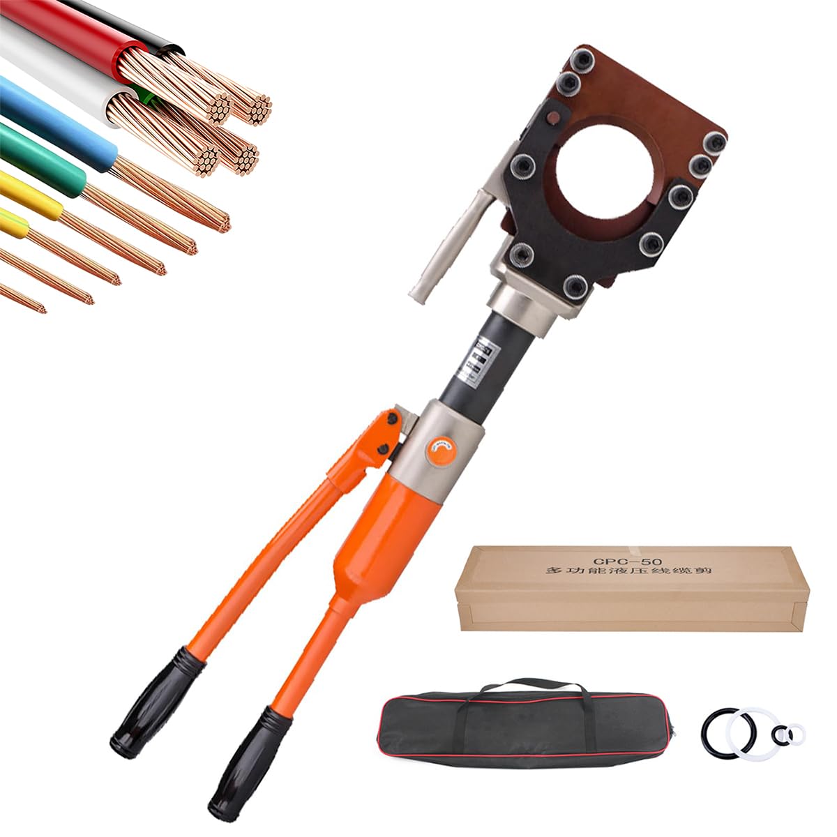 Herramienta cortadora de cables hidráulica resistente con válvula de seguridad, ideal para cortar cables de cobre/aluminio y blindados de hasta 75 mm, diseño de mano para un uso eficiente