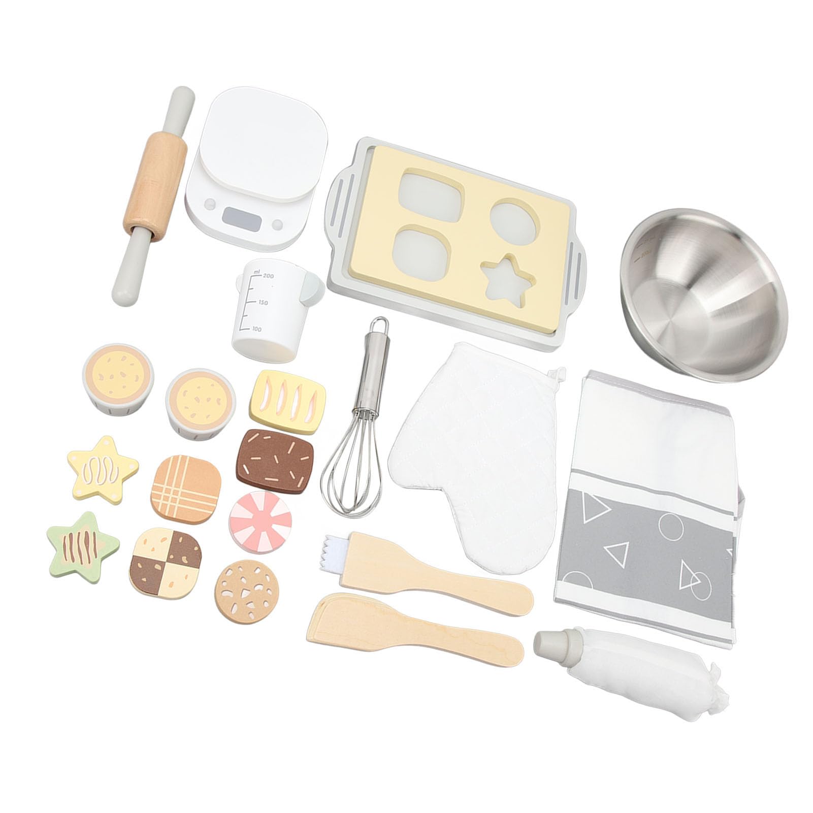 Giocattoli da Cucina in Legno Giocattoli per il Mento dei Bambini Utensili da Cucina per Bambini Set da Gioco per Dolci Bilancia Elettronica con Misurino in Legno di Faggio e Metallo Educativi