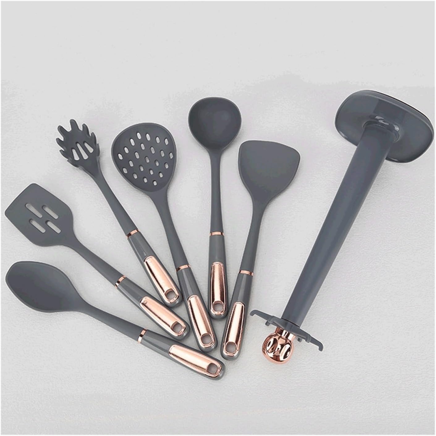 DUYHBAWRS-779 Kitchen Cookware Silicone Non-stick Cookware Cooking Tool Spatula Ladle Shovel Soup Utensils Set(D)