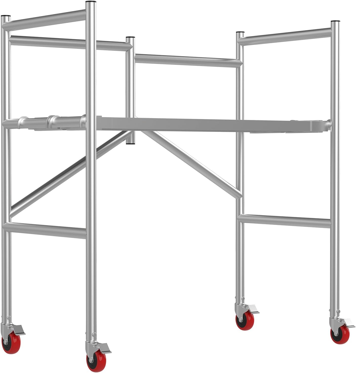 Scaffolding Work Platform, Rolling Scaffolding with Wheels, Scaffold for Building Construction, Interior Painting, Home Improvement（47.2" Height, 500LBS Capacity, Silver)