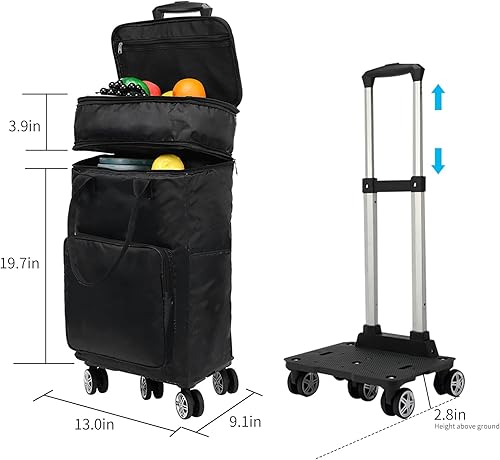 Miniatura 2 de Bolsa térmica suave con ruedas, expandible de doble cubierta, grande, aislante, plegable, a prueba de fugas, portátil, para camping, picnic, playa,