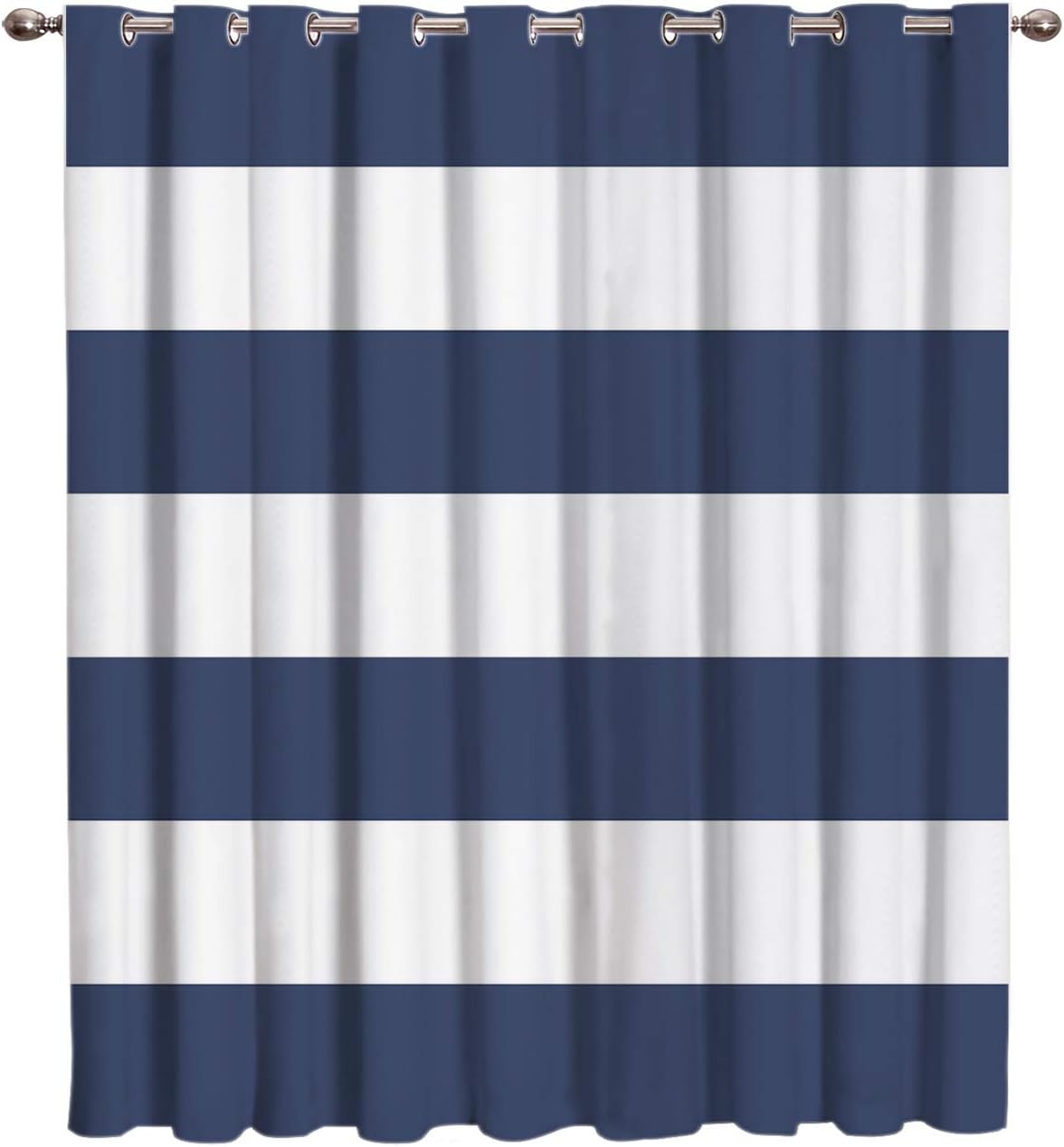 Blackout Curtains Navy White Stripes Livingroom Bedroom Darkening Window Draperies & Curtains for Sliding Glass Door Home Office Decor 52" W by 24" L