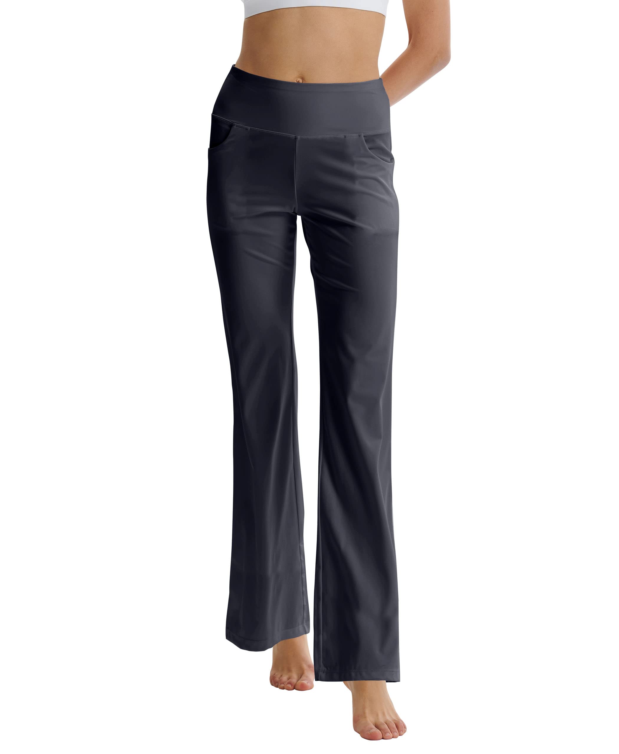LaiEr Pantaloni da Yoga da Donna con Tasche a Vita Alta Svasata Bootleg Yoga Pantaloni da Allenamento con Tasche Laterali
