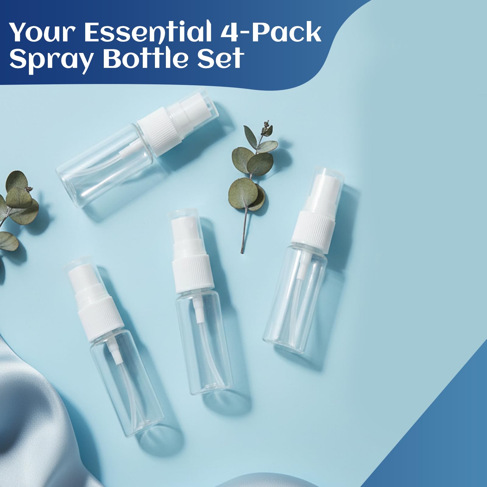 4 Pezzi Flaconi Spray, 100ml Bottiglia Spray, Riutilizzabile Tomizzatore Bottiglia di Profumo in Plastica, Trasparente Flacone Spray,Mini Flaconi Spray Vuoti, per Liquido Viaggio Cosmetico
