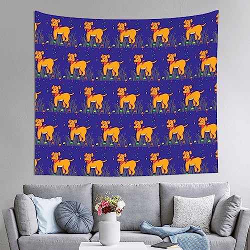 Tapisserie motif chien langue crachée HYTTER - Décoration murale salon 152x129 cm