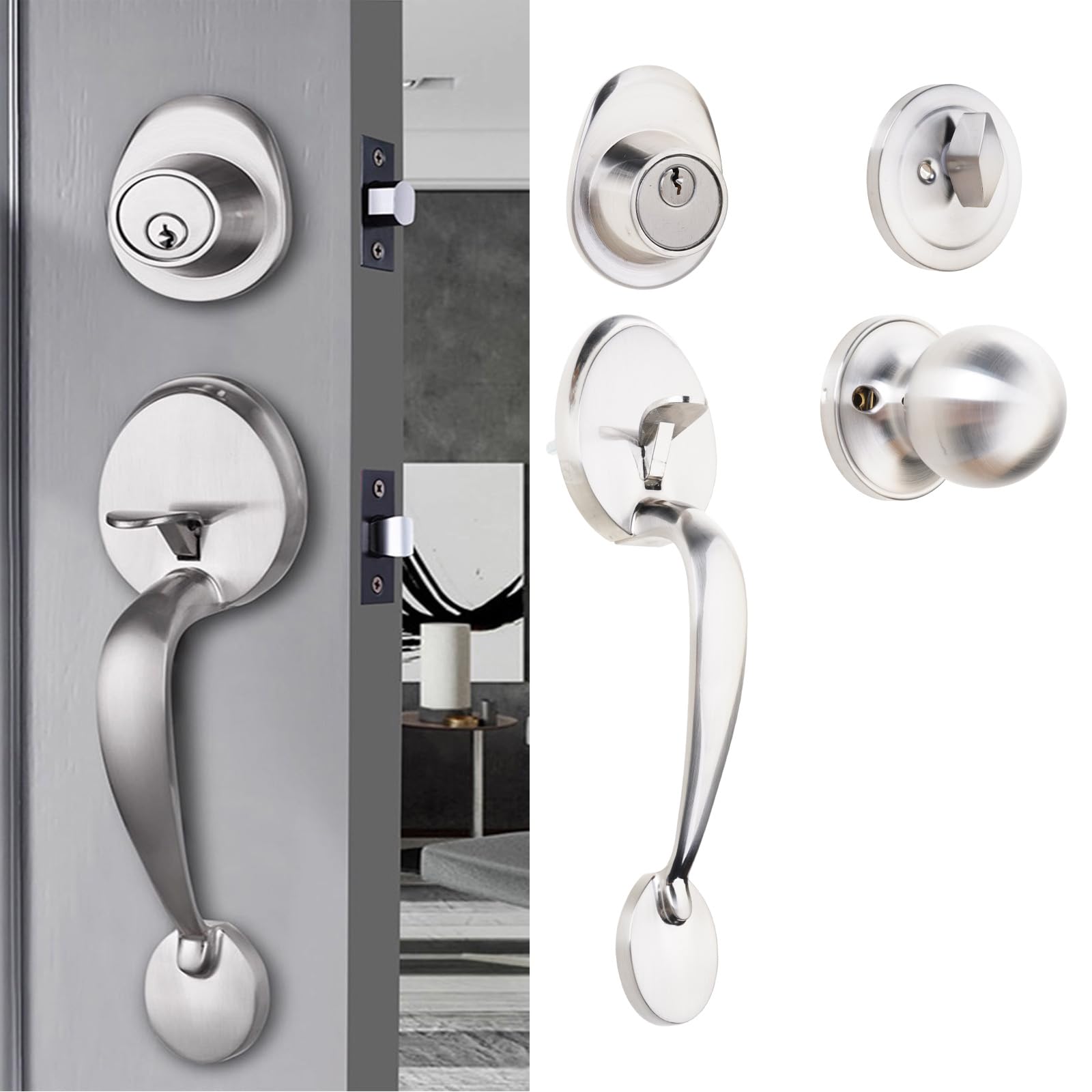 Pièce de rechange pour porte de chambre à coucher, ronde, argent