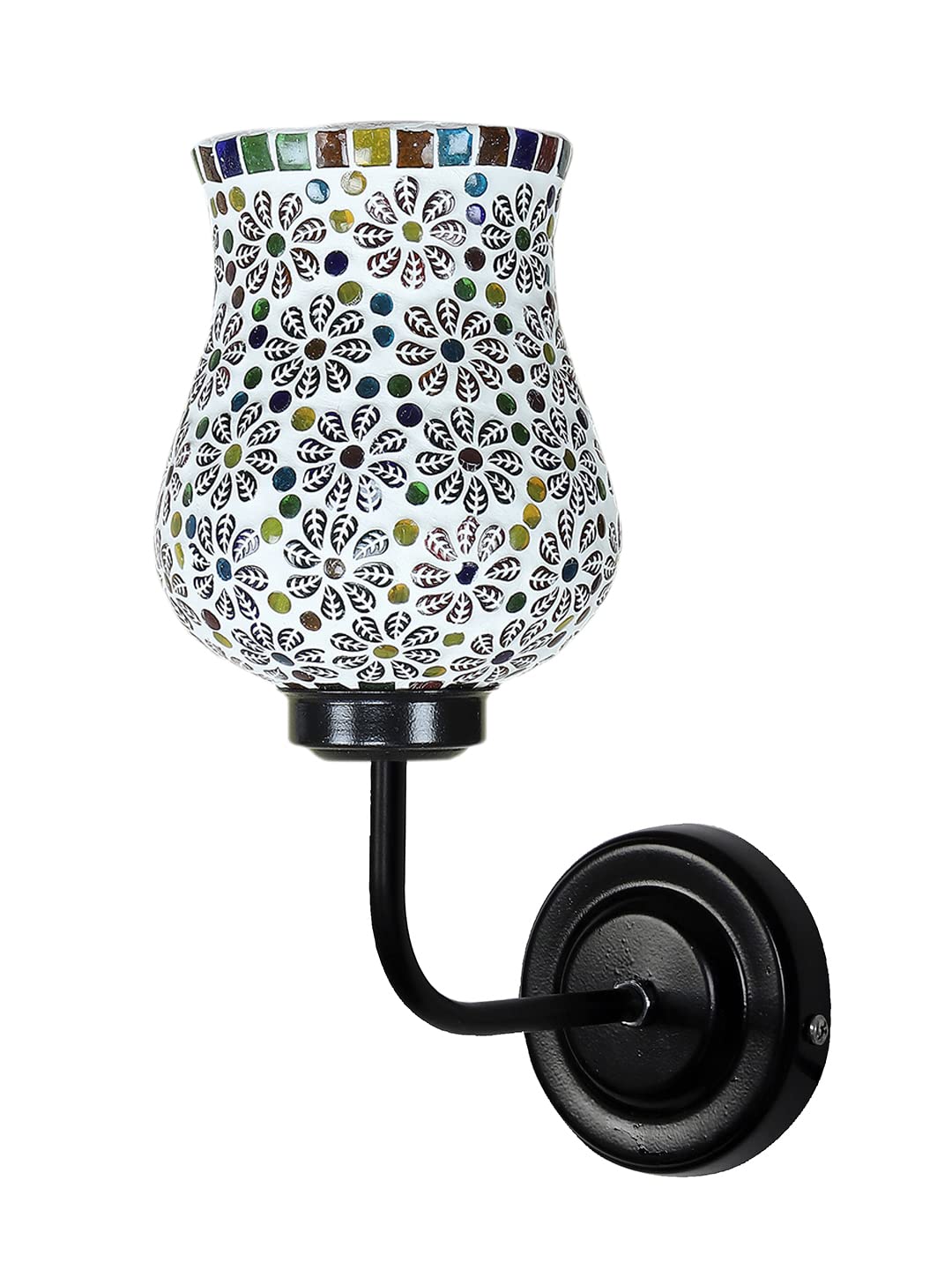 Devansh Iron Wall Lamp, Wall Decor, Wall Hanging Wood Light lamp,Vintage Wall Lamps, Industrial Wall Lights Decorative Home, Living Room, Indoor Outdoor Lighting- Mosaic Glass (Multicolor)-N