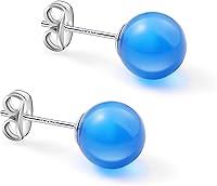 Vista 24 de Natural Stone Stud Earrings for Women 8mm Sterling Silver Genuine Gemstone Earrings Handmade Sterling Silver Crystal Stud Earrings for Women