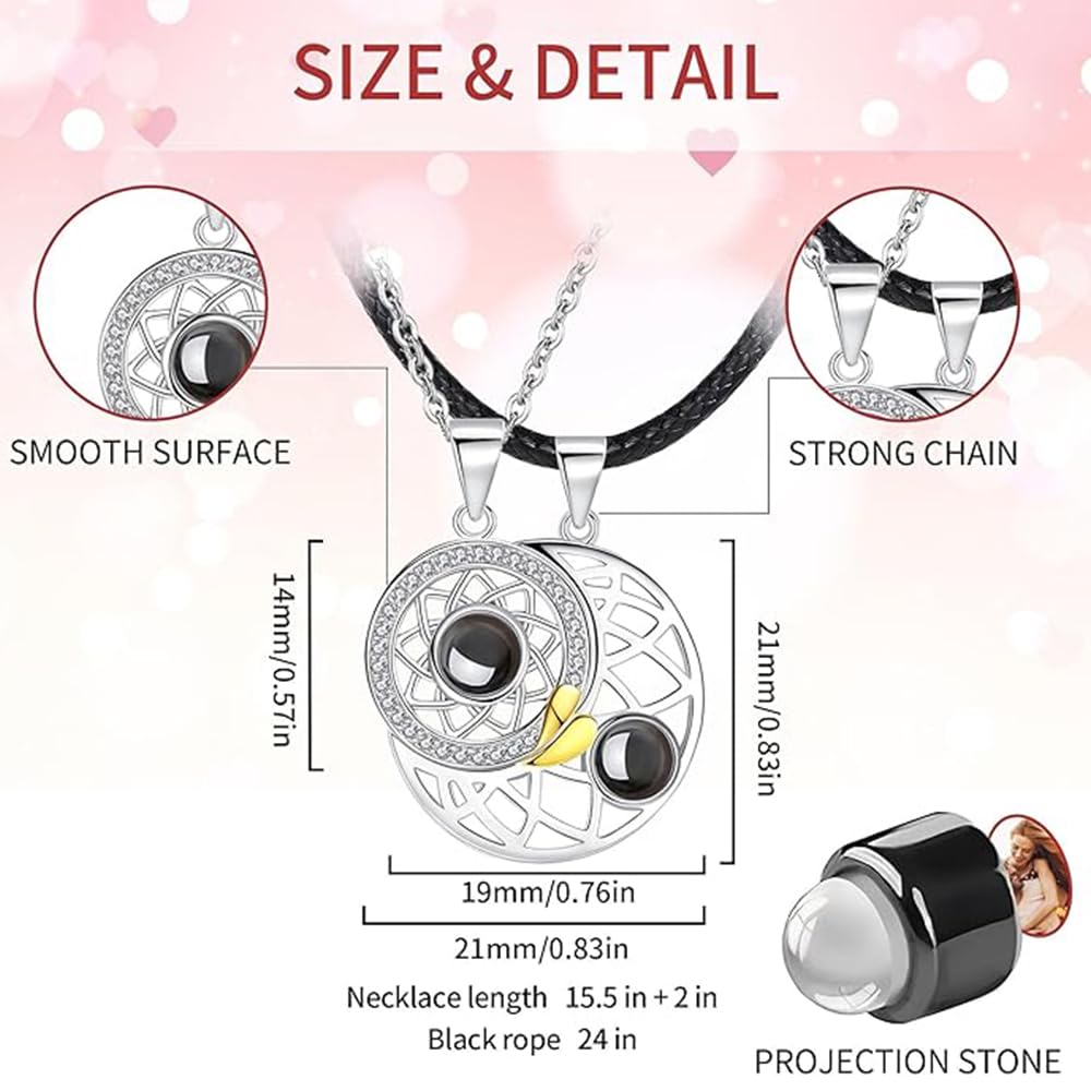Collana Magnetica Cuore Sole Luna Con Ti AMO In 100 Lingue - Regalo Originale Per Coppie