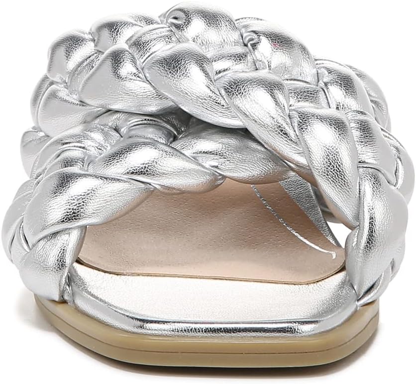 Vionic レディース ポピー 編み込み バイオモーション インソール スライドサンダル - サポート力のあるドレッシーフラットサ