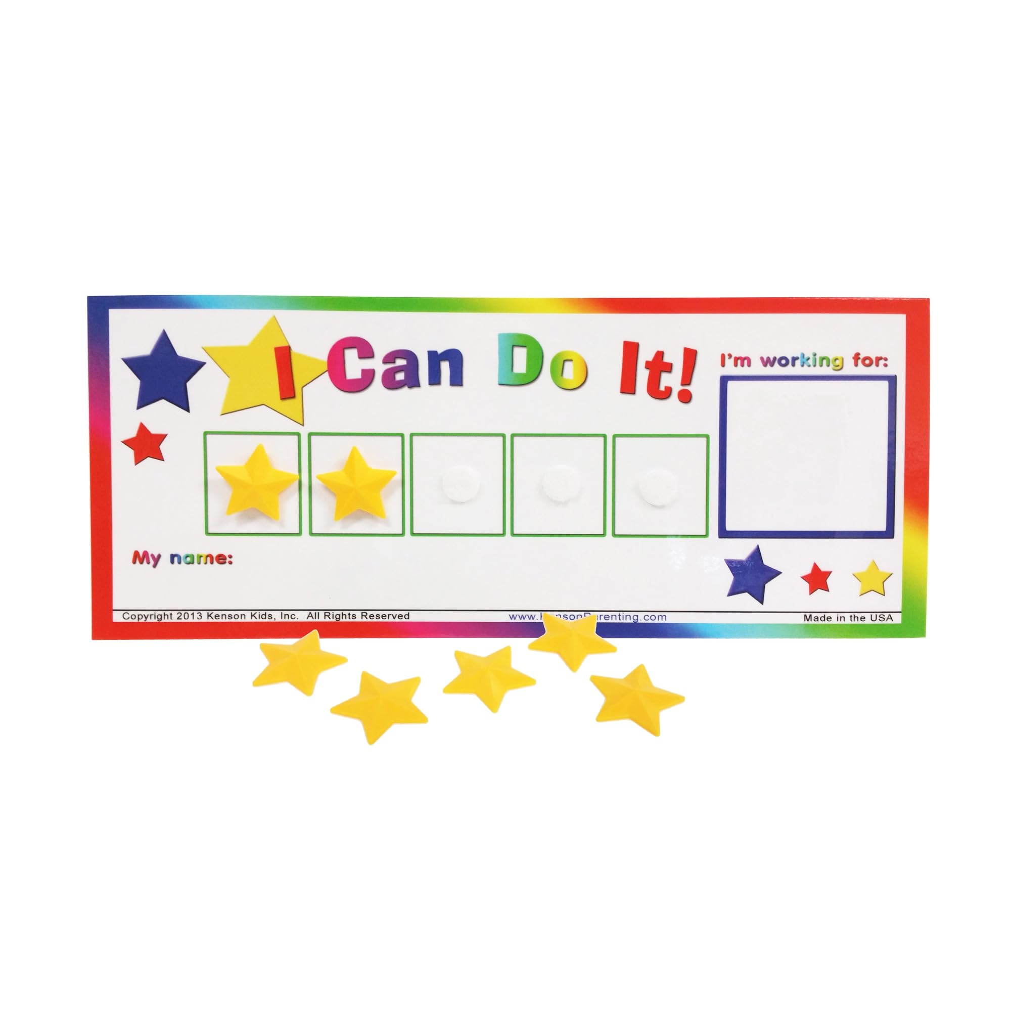 Kenson Kids “I Can Do It!” Token Board. Colorful Magnetic Rewards Chart with Positive-Reinforcement Stars and Customizable Goal Box. Great for Ages 3-10. Measures 5-Inches by 11-Inches
