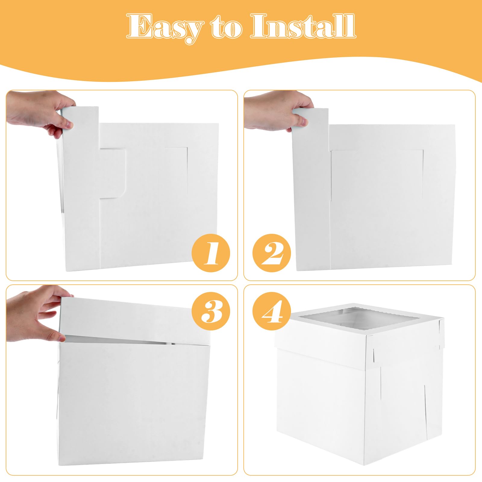 10 cajas de cartón para tartas, color blanco, 30 x 30 x 30 cm, caja para tartas, caja de transporte para tartas, caja de transporte, para tartas, cajas de cartón para tartas, pasteles