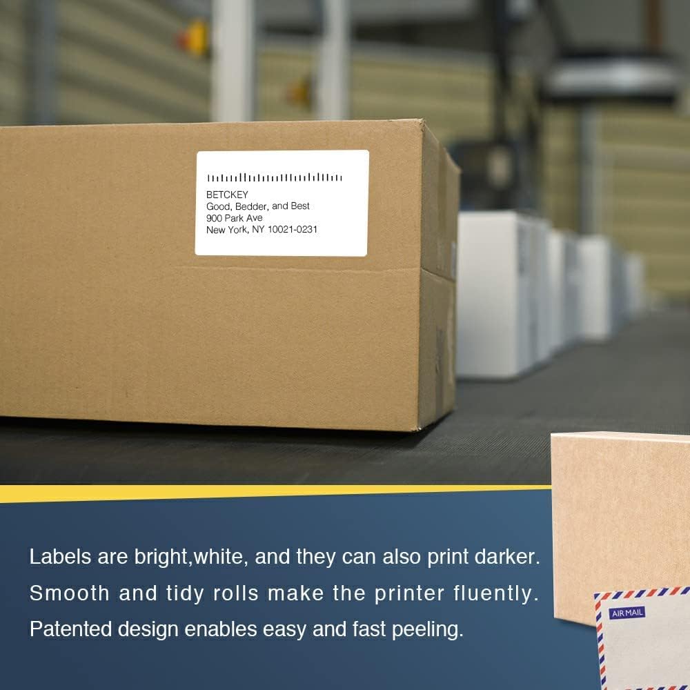 BETCKEY - Compatible Shipping Labels Replacement for Brother DK-1202 (2-3/7" x 4"), Use with Brother QL Label Printers [20 Rolls/6000 Labels]