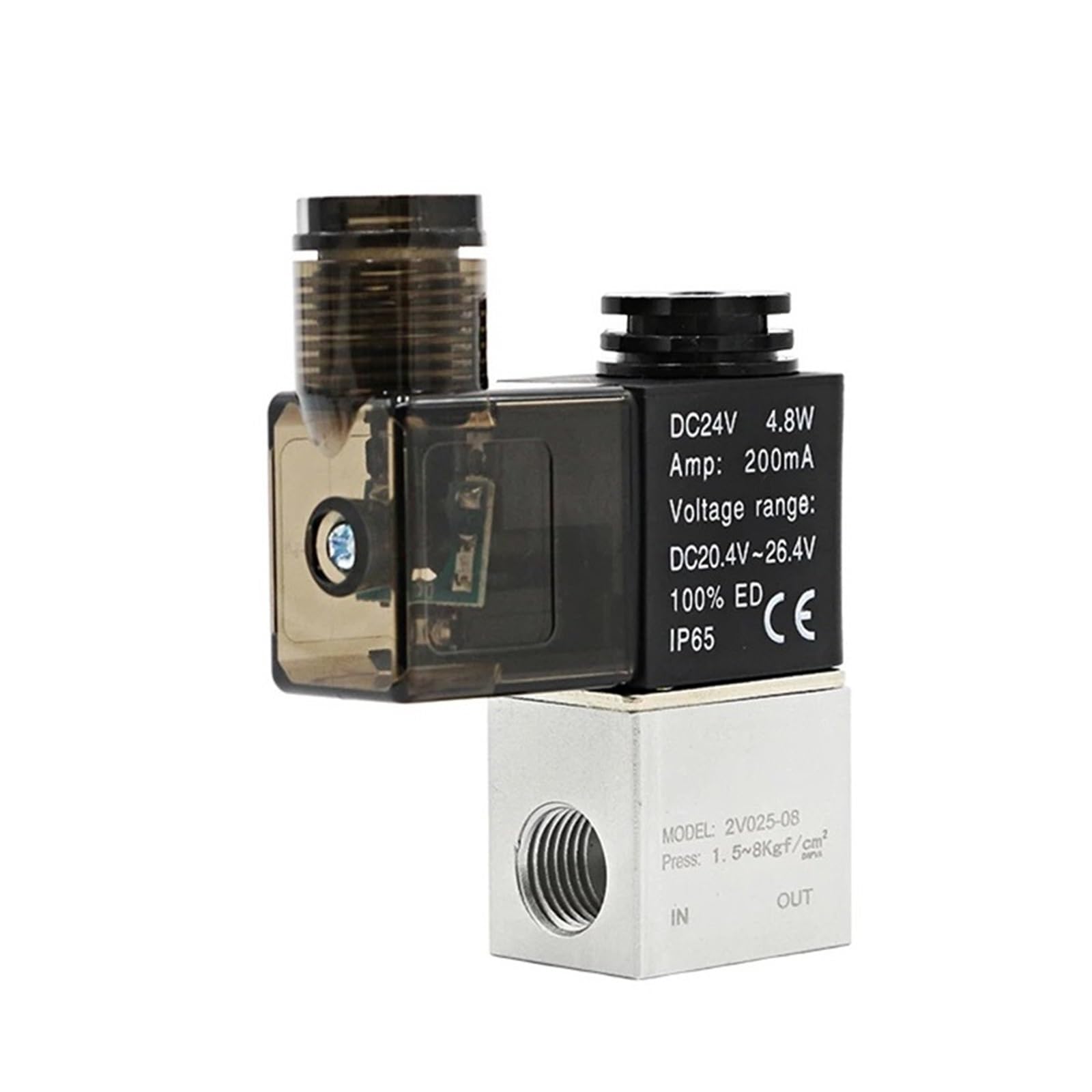 Zawory elektromagnetyczne powietrza 2V025-08, 2 pozycje, 2 porty, 1/4" lub 1/8", normalnie zamknięty pneumatyczny zawór elektromagnetyczny, DC 12V 24V 110V 220 V (2v025-08,DC24V)
