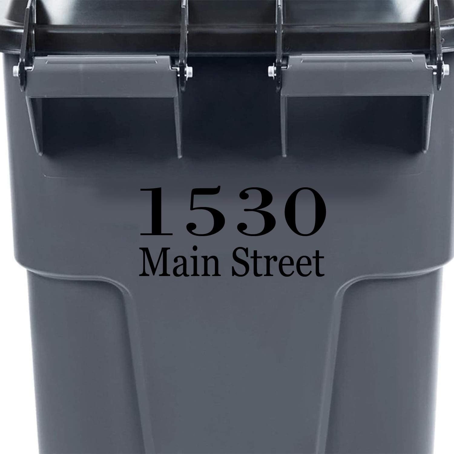 VWAQ Personalized Garbage Can Vinyl Sticker Custom Street Address Trash Bin Decal - TC17 (White)