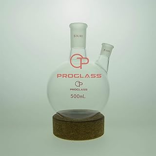 Proglass 2 Necks Round Bottom Boiling Flask 500mL,Center 24/40,Side 14/20