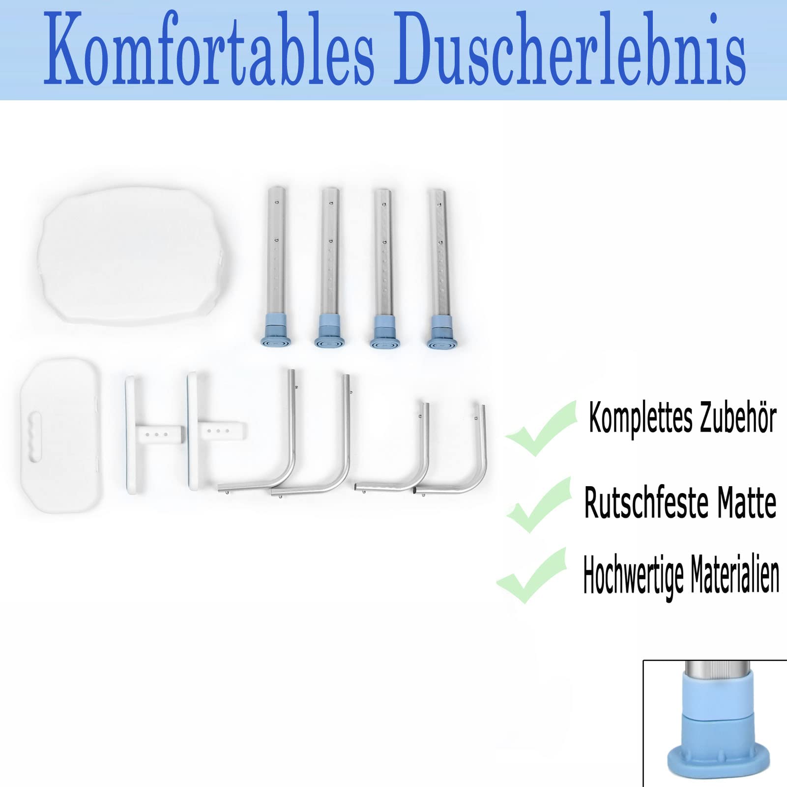 Taboret prysznicowy, krzesło prysznicowe z uchwytem do wanny, oparcie dla seniorów, regulacja wysokości 74-90 cm, podwyższenie deski sedesowej, antypoślizgowe nóżki, siedzisko do wanny, typ 12