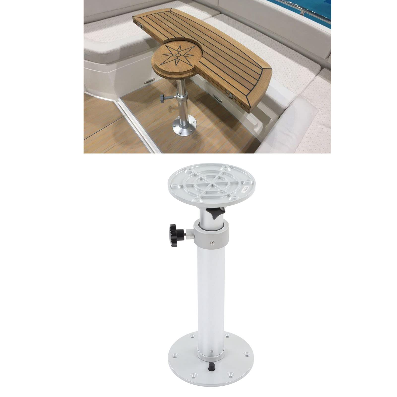 Gamba del Piedistallo da Tavolo Regolabile 460-700 Mm, Base Staccabile in Lega di Alluminio, Rotazione a 360°, per Camper, Camper, Roulotte, Barca, Yacht, Casa