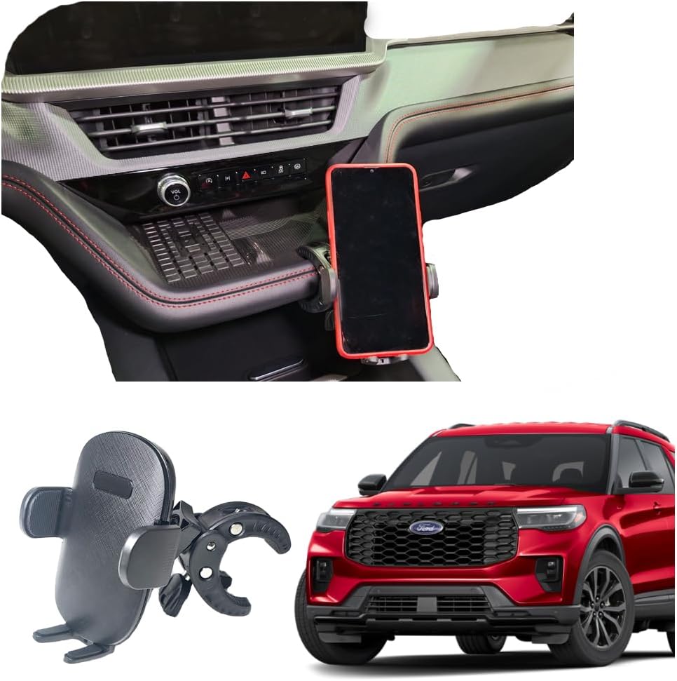 Phone Holder Mount for 2025 2026 Ford Explorer Center Console or Dashboard | Wireless Charging or Compatible with magsafe Round Magnets