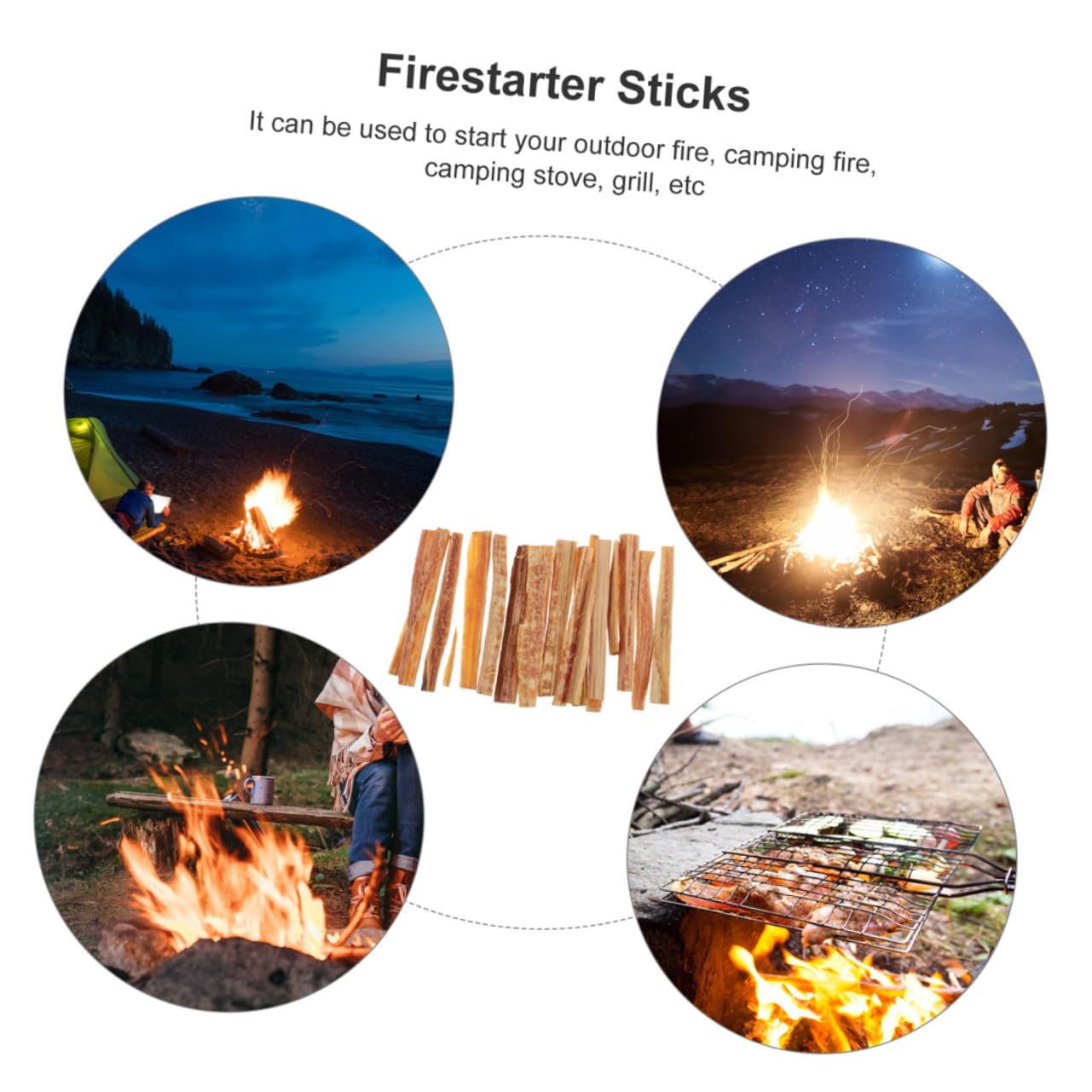 Kit Bois Allume-feu Naturel pour Camping et Barbecue Bâtons de Bois Secs Instantanés Combustion Longue pour Survie Extérieure et Feu Cheminée