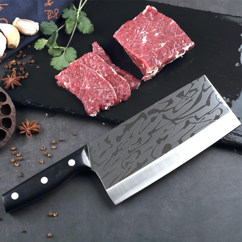 DAXXIN Meat Cleaver,Cleaver Knife, Kitchen Knife 8 Inch Chinese Chef Knife Meat Slicing Knife Stainless Steel Cleaver Knife
