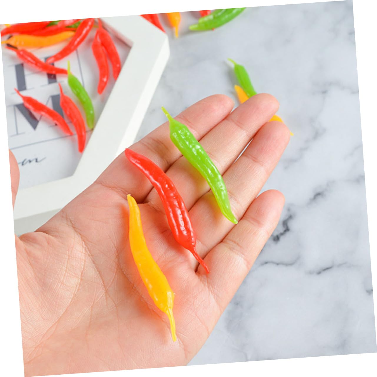 MAGICLULU 5 Set Peperoncino Realistico Artificiale Finto Peperoncino Decorazioni Ristorante Esposizione Verdura Peperoncino Ornamento Decorazione Da Tavolo Verdura Finta 12 pezzi*5