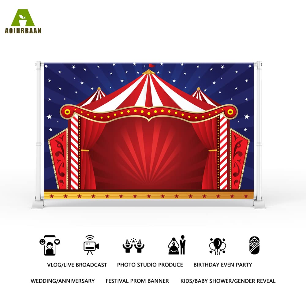 Aoihrraan 3x2m Circo Sfondo Rosso A Righe Tenda Stellato Cielo Notte Carnevale Fotografia Sfondo Neonato Bambino Doccia Compleanno Festa Decorazione Bambini Ragazzo Ragazza Ritratto Foto Prop