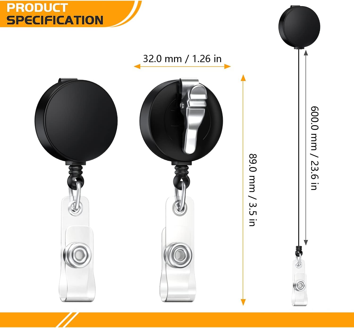 60 Pack Badge Reels Retractable,Student Badge Holders,Retractable ID Name Badge Holder Reels with Alligator Clip