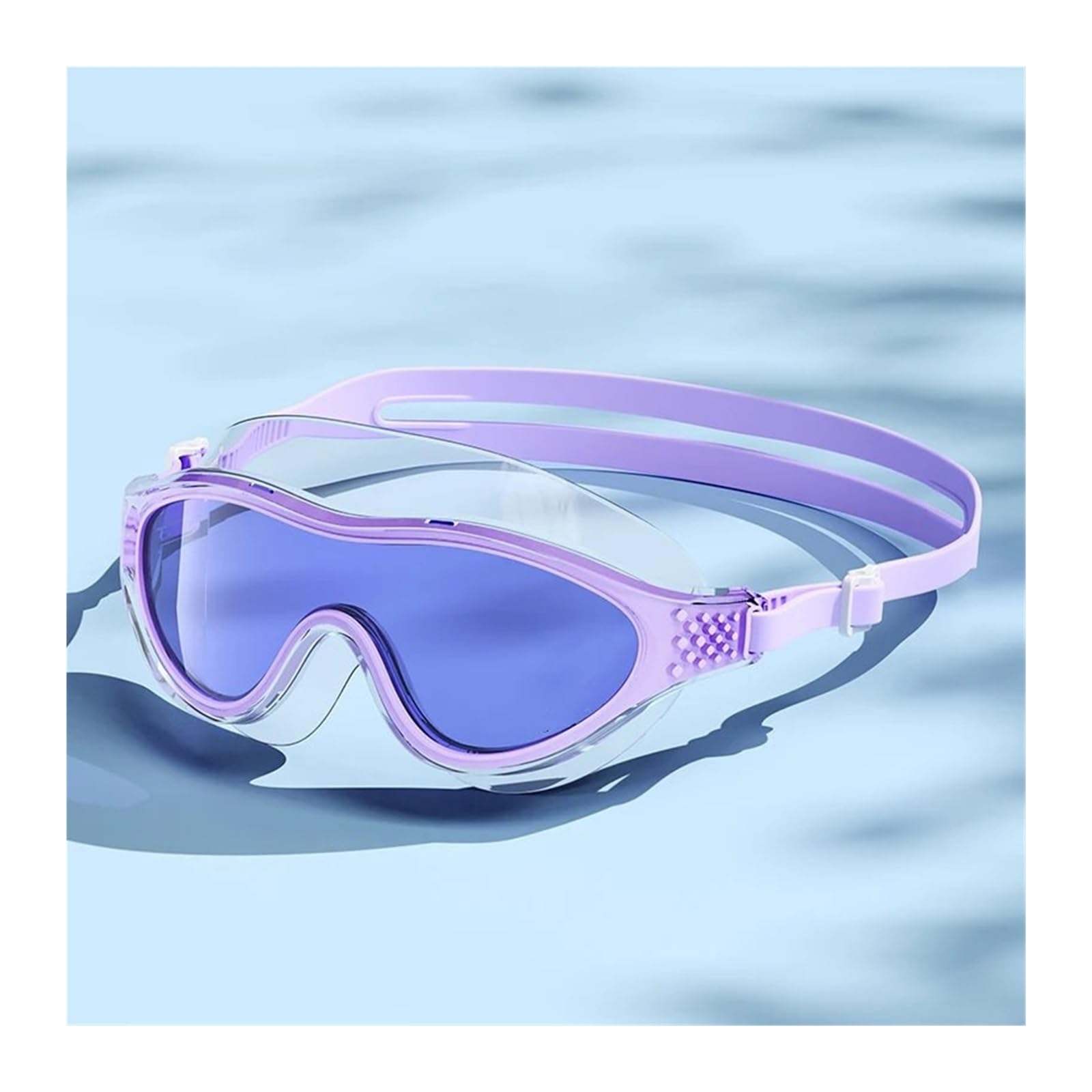 Masque Lunettes de Natation à Grande Monture, étanches, en Silicone de qualité Alimentaire, antibuée, UV, pour la plongée Diving Masks(Clear Purple)
