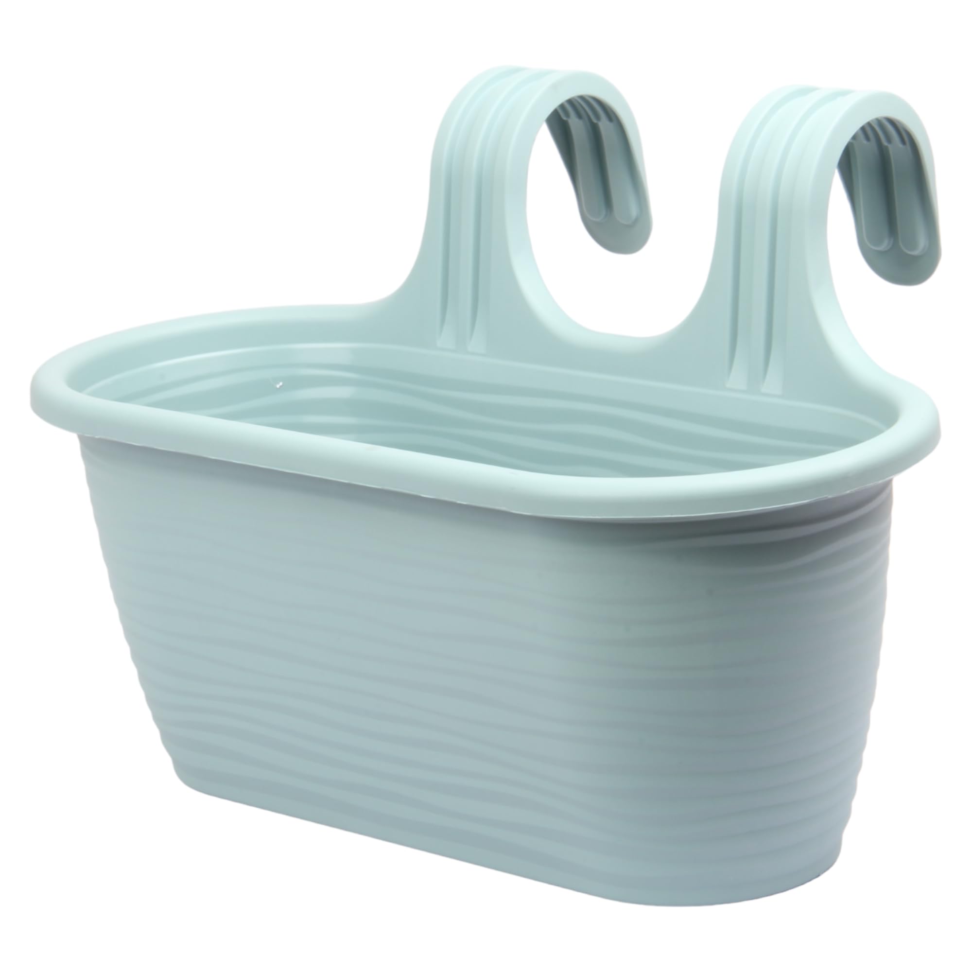 Jolie Max Hanging Planter Plant Pots. Garden Fence Balcony Railing Flower Pot. Decorative Sand Effect Flower Basket. (Mint Single)