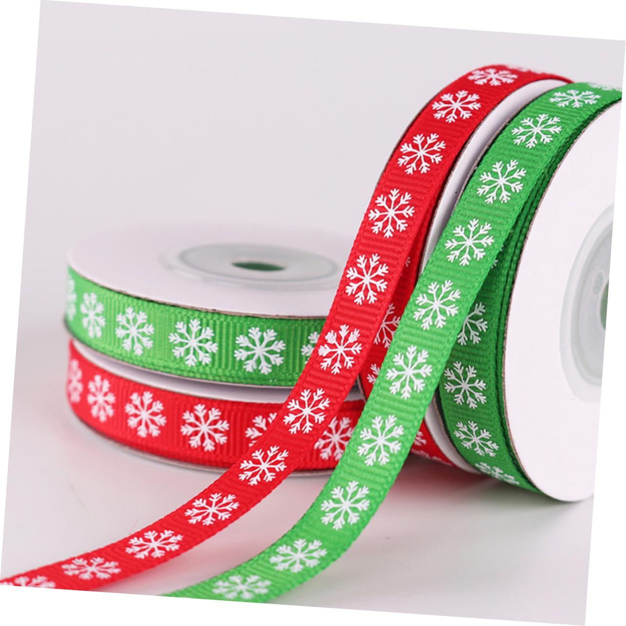 Angoily 12 Rollen Weihnachts Dekoband Breit Schneeflocken Geschenkband für DIY Geschenkverpackung Partydeko Rot Grün