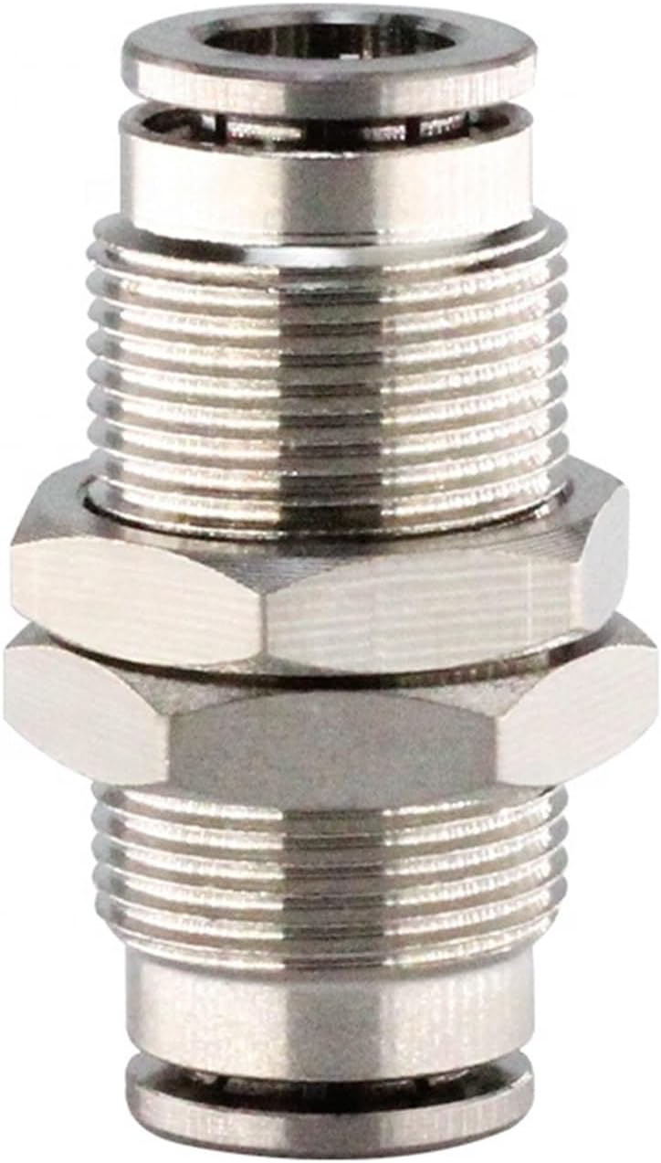 MPM Metal Bulkhead Fitting Brass Copper Pneumatic Fittings 8mm Tube Thread Connection 5Pcs