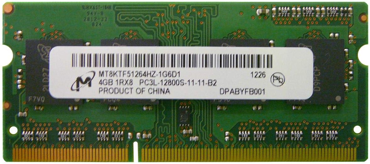 4GB Micron 4GB PC3-12800 DDR3-1600MHz non-ECC Unbuffered CL11 204-Pin SoDimm 1.35V Low Voltage Memory Module Mfr P/N MT8KTF51264HZ-1G6D1