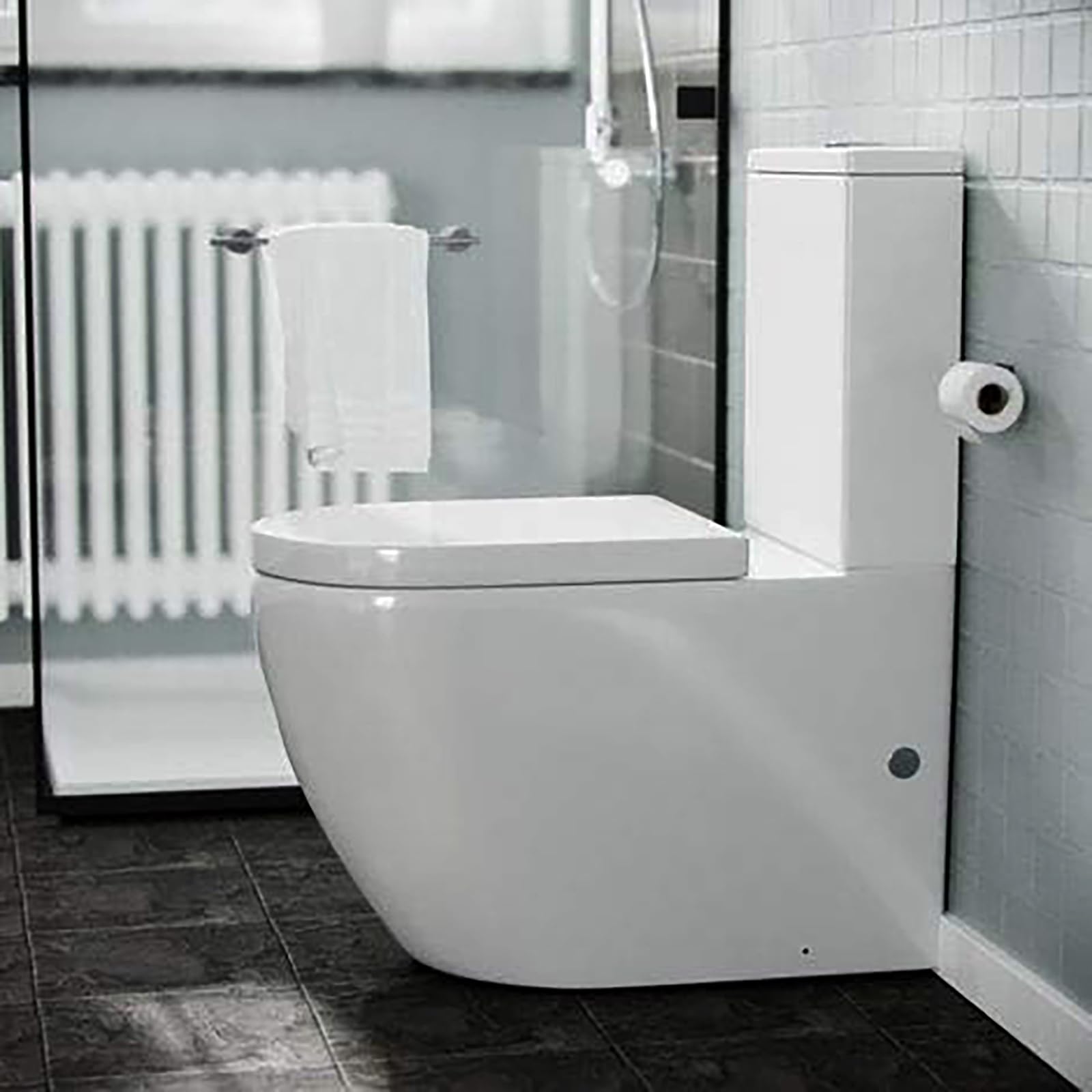Sorrento Bathrooms White Tornado Reduced Noise Back To Wall Toilet Close Coupled Bathroom Toilets Wc Ceramic Pan & Cistern Soft Close Seat Modern D Shape Elongated Swirling Flush To Wall Toilet Wc