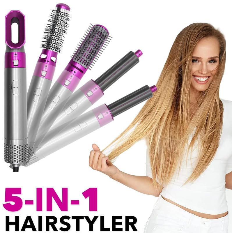 Image of Techking (๐๐ ๐๐๐๐๐ ๐๐๐๐๐๐๐๐) 5 in 1 Hot Air Styler Hair Dryer Comb Multifunctional Styling Tool for Curly Hair machine for Straightening Curling Drying Combing Scalp Massager For Women