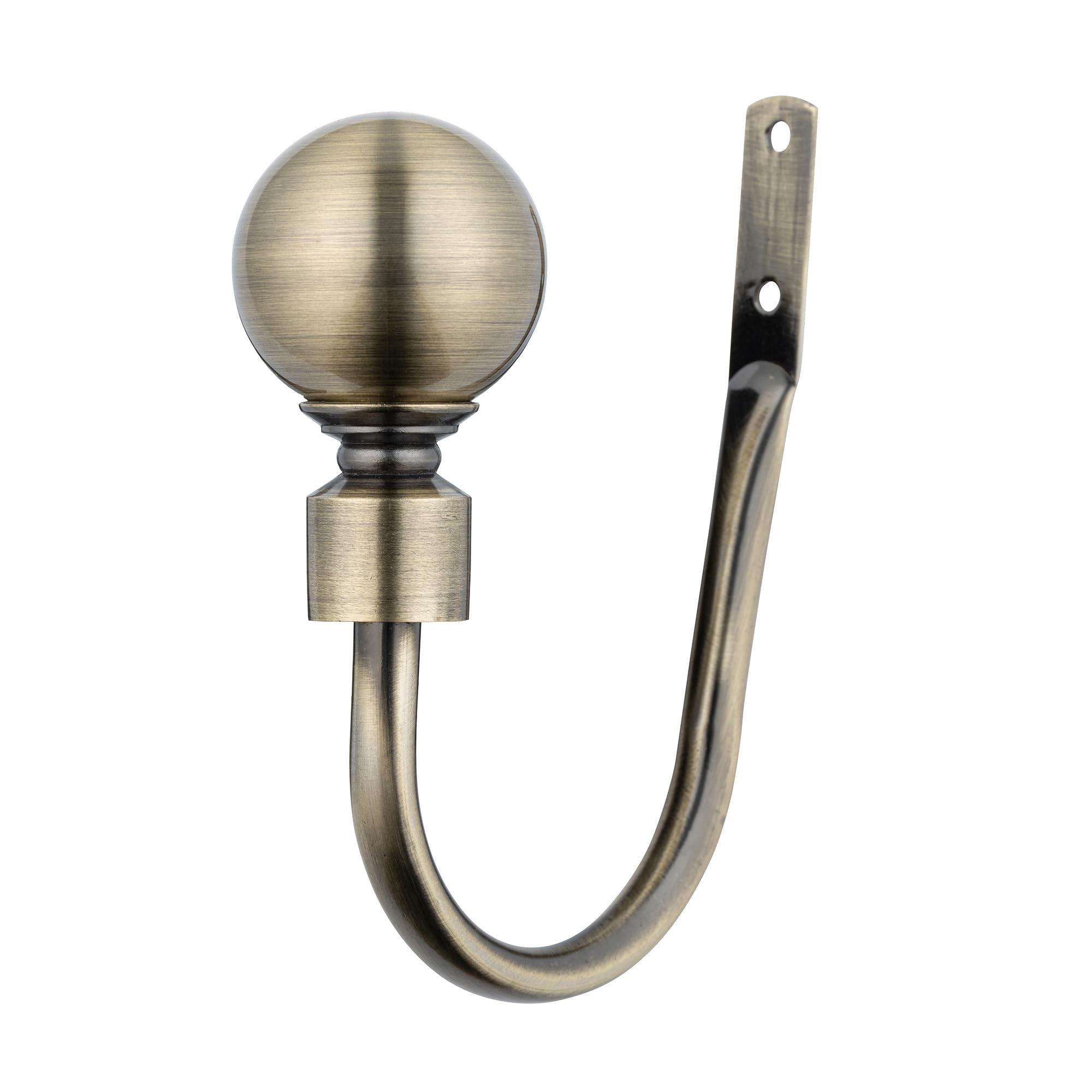 A.unique Home Antique Brass Plain Round Ball Metal Extendable Curtain Pole With Rings And Fittings, In A Variety Of Colours And Sizes (, Holdbacks)